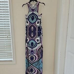 VENUS Vibrant Purple and Blue Patterned Maxi Dress